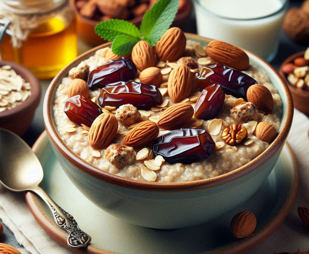 Overnight Oats with Dates and Nuts, real life and delicious