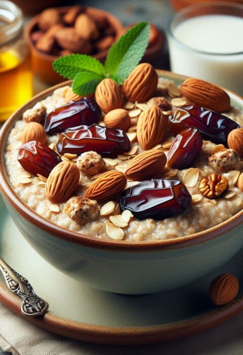 Overnight Oats with Dates and Nuts, real life and delicious