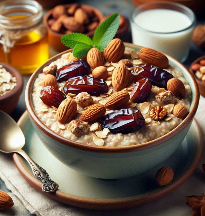 Overnight Oats with Dates and Nuts, real life and delicious